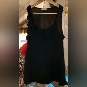Lush Ruffled Embellished Black Blouse